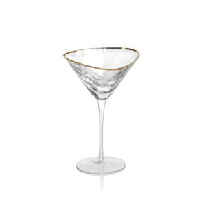 Clear Triangular Stemware with Gold Rim