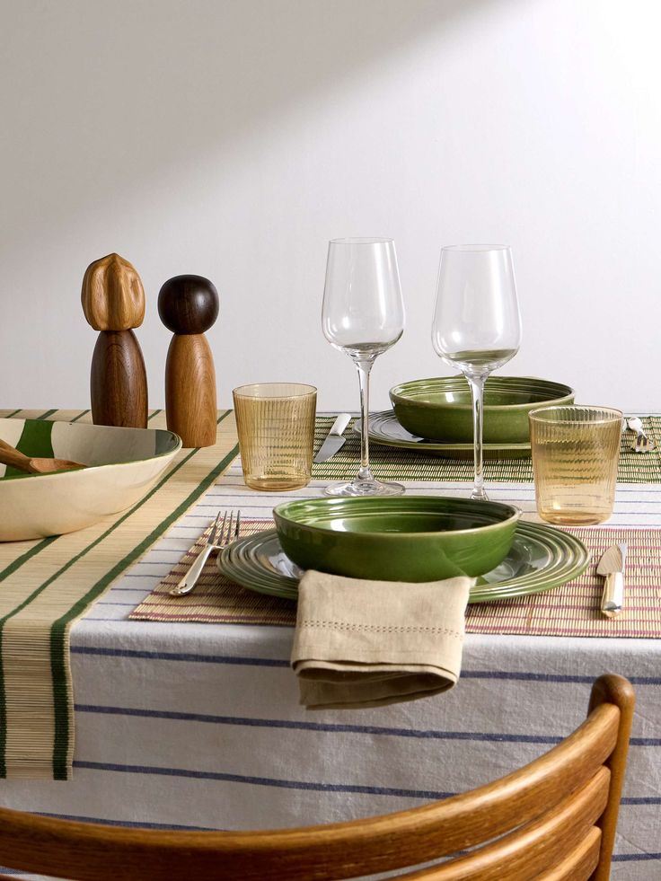 Glassware arranged on a bright summer table